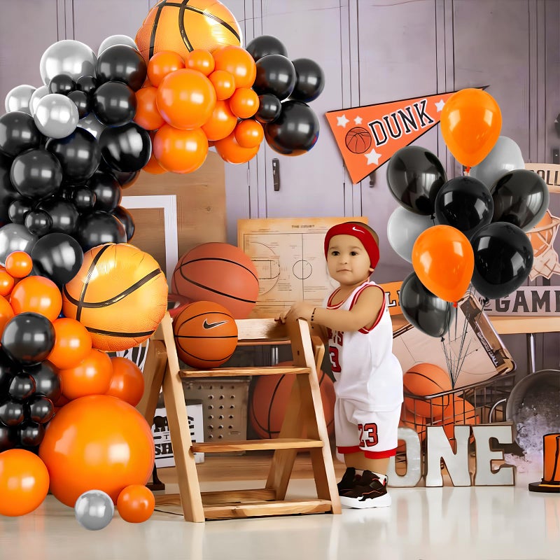 Lukinuo Basketball Balloon Arch kit Black Orange Metallic Silver Balloons Garland Arch Sports Themed Party Balloon Basketballs Party Decoration for Sport Theme Party all Star Space Jam Birthday Decor - Image 5